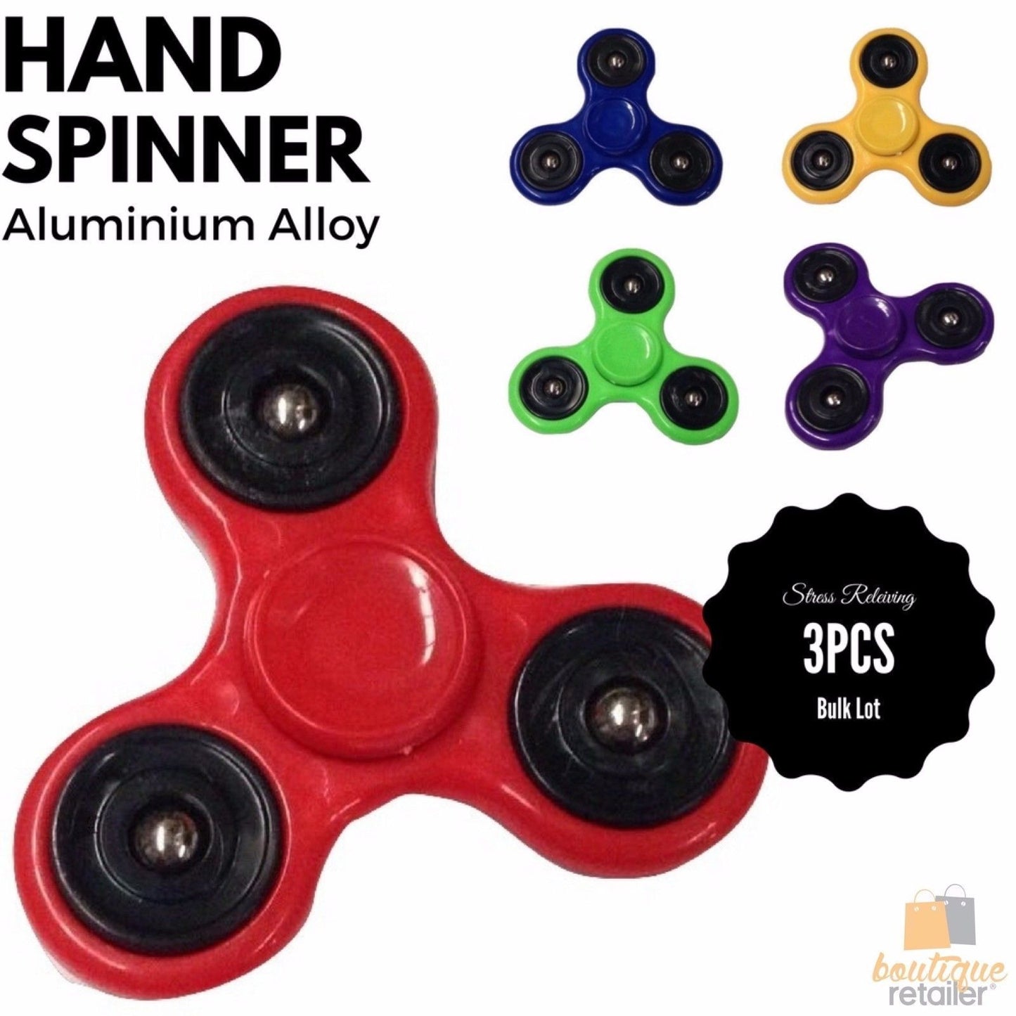 3pcs Fidget Hand Finger Spinner Focus Stress Reliever Toys For Kids Adults